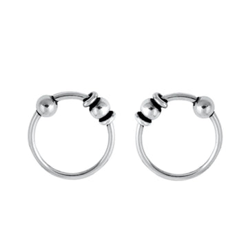 Sterling Silver Hoop Nose Stud Ring Bali Round 925 Sterling Silver
